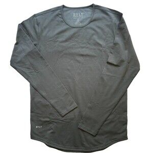 BYLT Drop Cut Shirt Men's Medium Gray Lux Cotton Stretch Logo Pullover Workout
